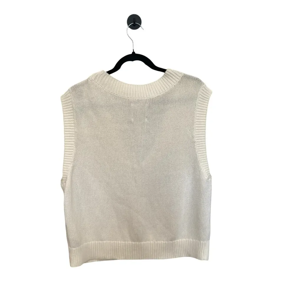 Abercrombie & Fitch Cropped Knit V Neck Sweater Vest In White | Preppy - Picture 7 of 11